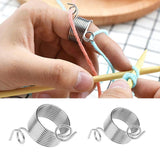 2 Size Ring Type Knitting Tools Finger Wear Thimble Yarn Spring Guides Stainless Steel Needle Thimble Sewing Accessories - Yarnveda