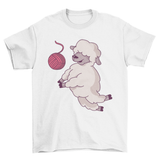 Animal playing volleyball with a ball of yarn cute animal sheep - Yarnveda